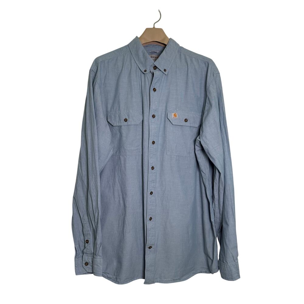 Carhartt Chambray Relaxed Fit Midweight Long Sleeve Shirt Size 2XL TALL Cotton